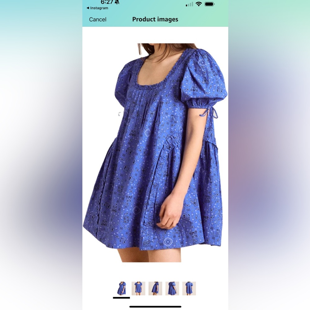 Blue Puff Sleeve Dress